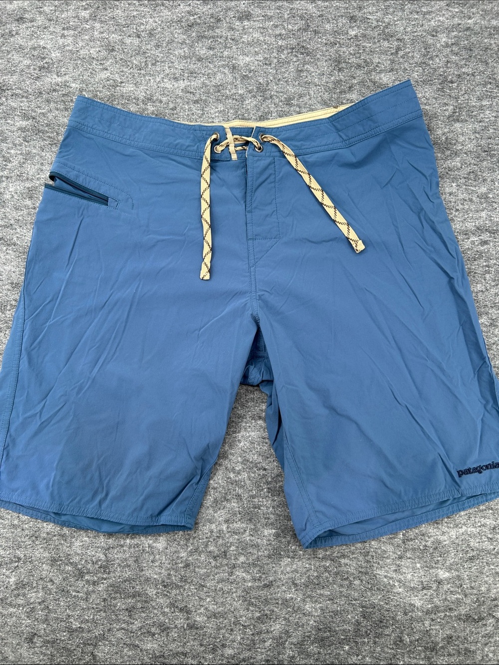 Patagonia Blue Board Shorts with Cream Drawstring Size 36